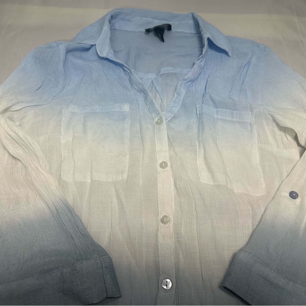 by & by Blue and White Button Down Shirt